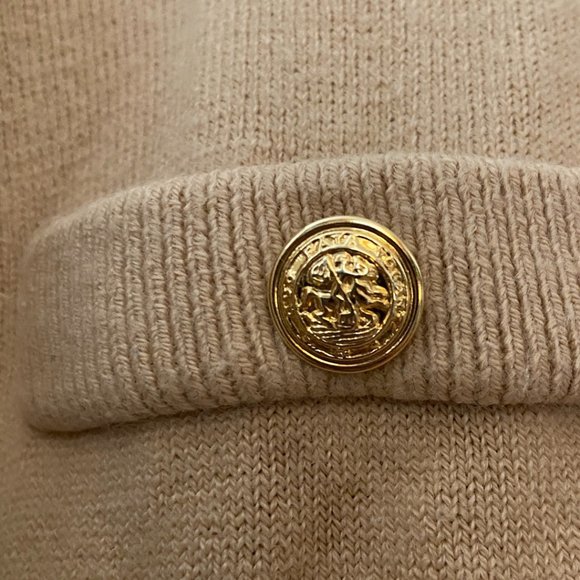 Kerri N Kelsey beige golden buttons knit cardigan size Medium - Picture 3 of 5